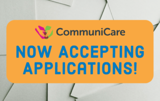 Scattered paper background with text that reads "Now Accepting Applications!"